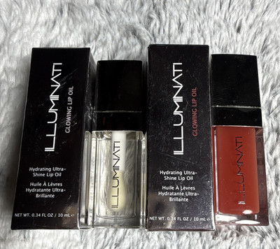 ILLUMINATI Glowing Lip Oil Hydrating Ultra-Shine Clear/Red 0.34 fl oz 2pcs
