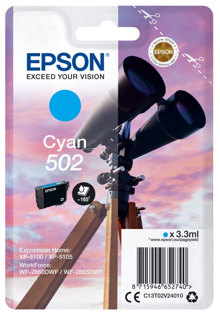 Original Epson 502 Cyan Ink Cartridge (C13T02V24010) - Image 4