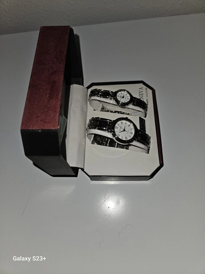 Juego de relojes de cuarzo Geneva Classic Collection para hombre y mujer Foto 4 de 4