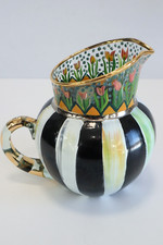 MacKenzie Childs Retired Tulip Circus Stripes Pitcher Creamer Milk Jug 5.5”