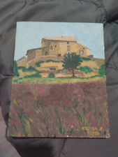 ancien tableau huile sur toile paysage signé carron daté