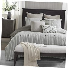 Comforter Set, Removable 100 Cotton Duvet Cover Size with Insert, Queen Gray