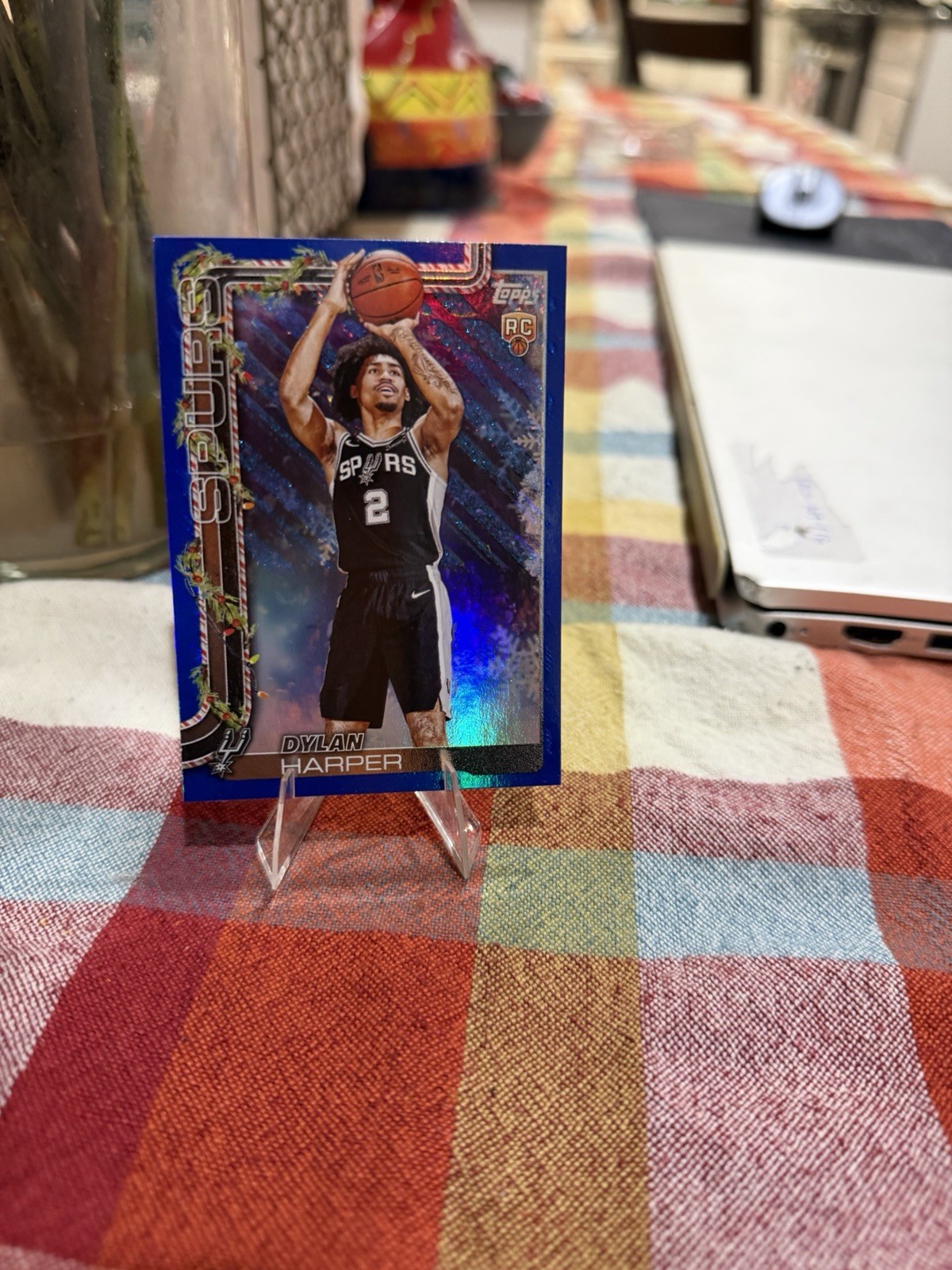 2025-26 Topps Holiday - Dylan Harper #H162 Holiday Metallic Blue Glitter (RC)