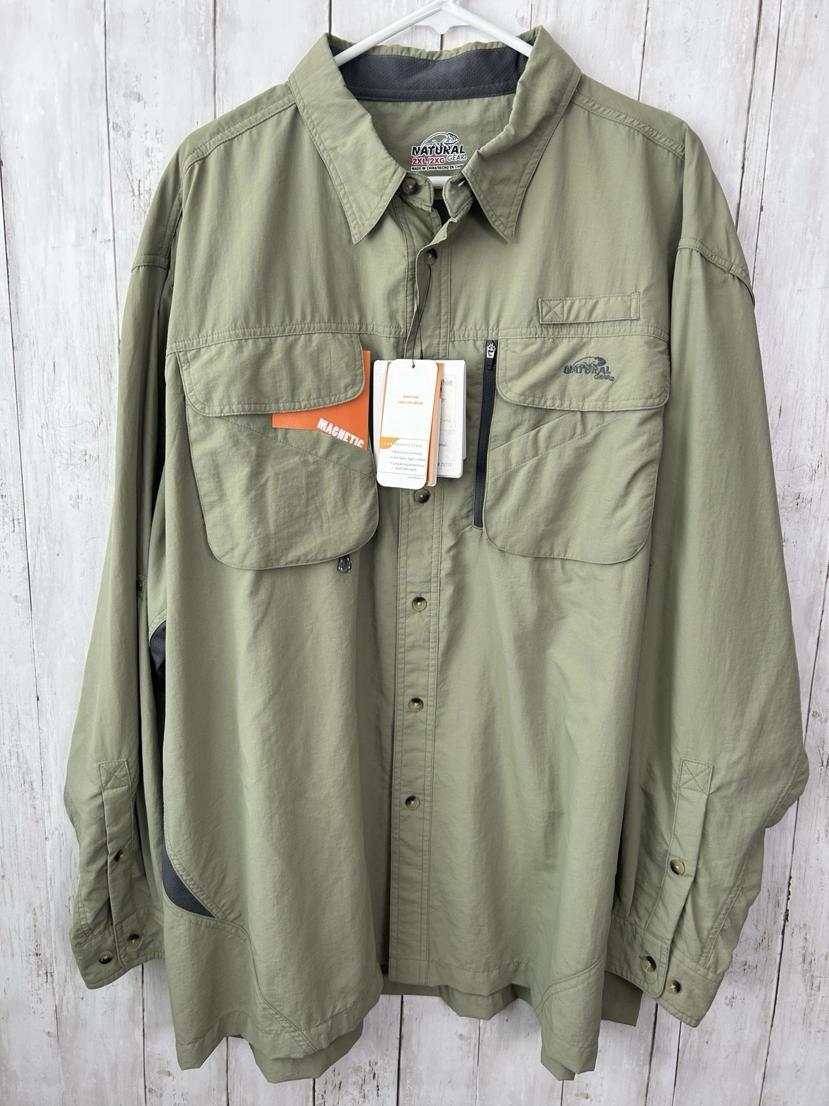Men’s Natural Gear River Shirt Sage Dry Vent NWT Sun Protection Size 2XL