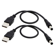 5V DC Barrel Power Jack Charging Cable - USB 2.0 A Male to 5.5x2.1mm, 11inch