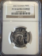 2002 W Eagle Liberty P$50 PF 70 Ultra Cameo 1/2 Oz Platinum NGC 2811.36 per troy oz
