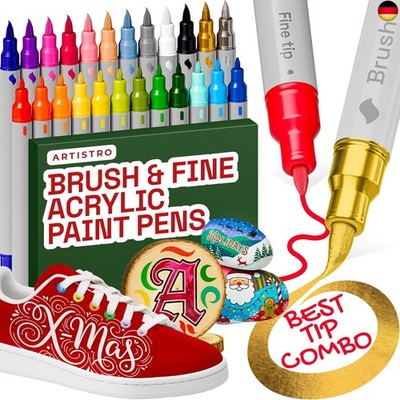 ARTISTRO Acrylstifte mit Doppelspitze, Mehrfarbig ? Für Stoff, Leinwand, Stein, 