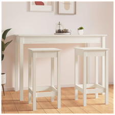 Barhocker 2 St&uuml;ck wei&szlig; massives Kiefernholz 40x40x78cm r&uuml;ckenfrei K&uuml;chentheken