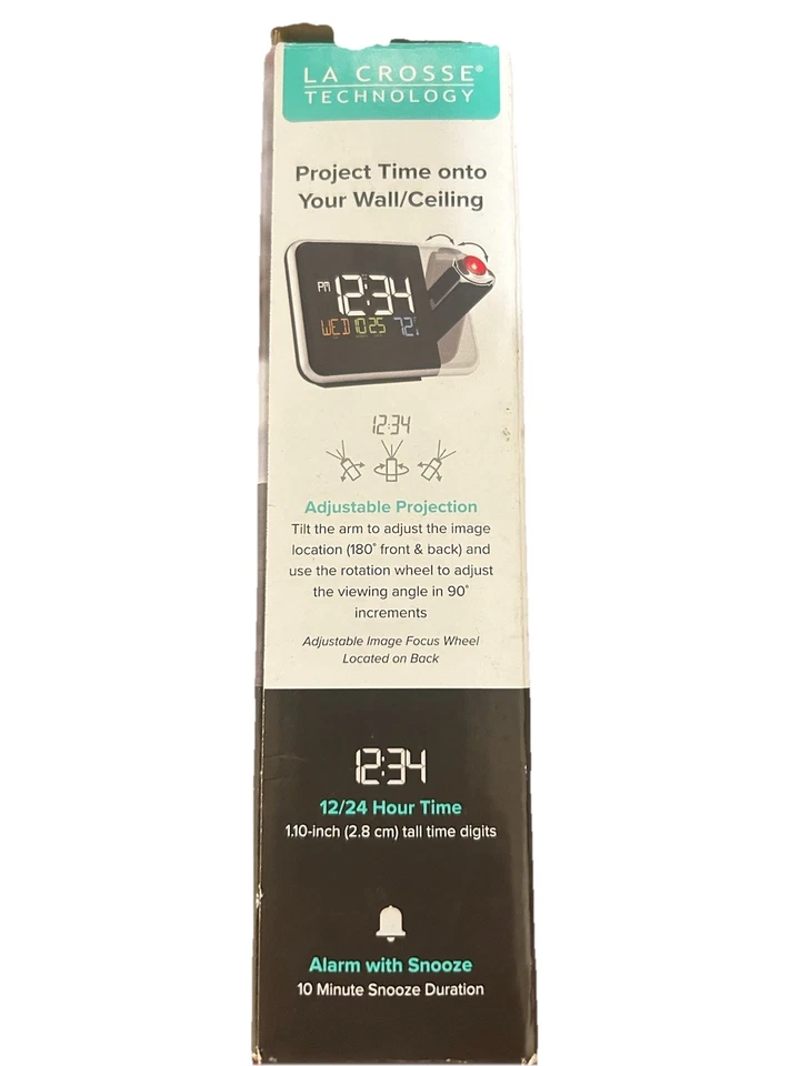 La Crosse Technology Projection Alarm Clock Indoor Temp Wall Ceiling W85923 NIB - Image 4 of 4