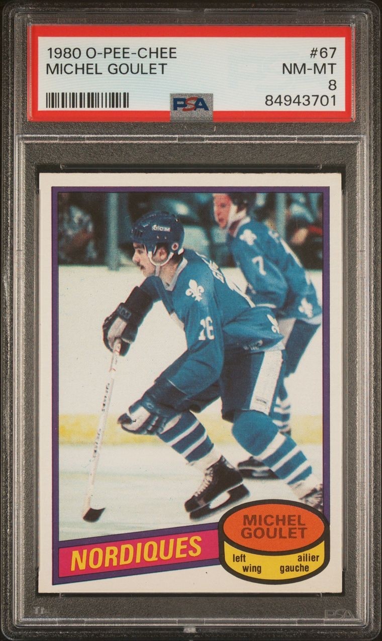 Michel Goulet 1980-81 O-Pee-Chee #67 Rookie Card RC PSA 8 (NM-MT) Nordiques HOF