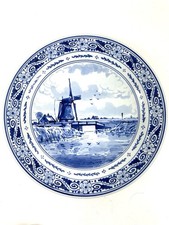Royal Delft Blue and White Ceramic Vintage Plate Hand Painted Holland Signed