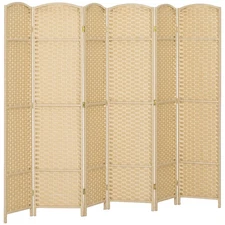 HOMCOM 6 Panel Room Divider Freestanding Folding Privacy Screen Beige