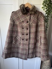 Vintage Karlinda Tweed Karo Cape Alter 9-10 Braun 1960’s Traditional Country Fur