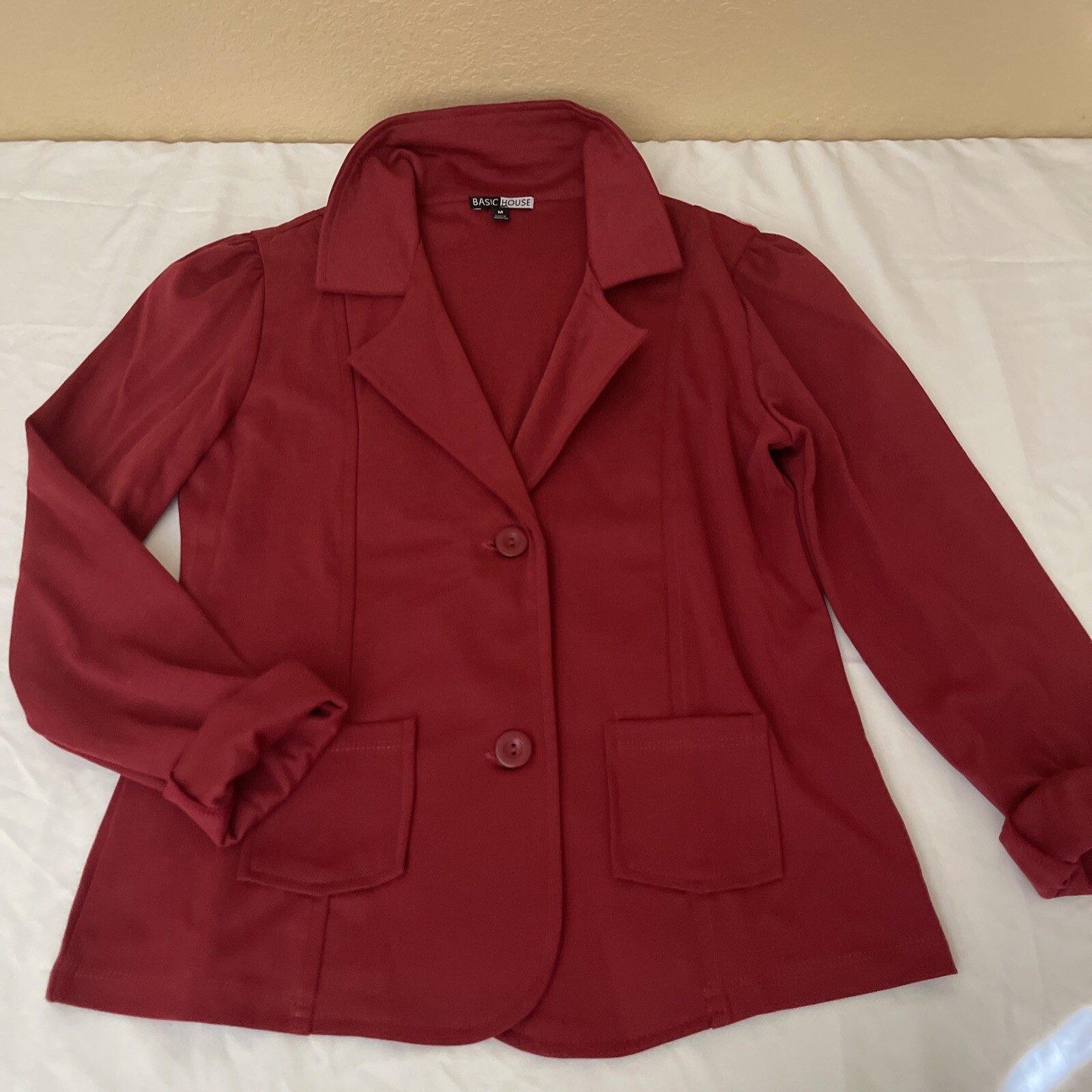 Basic House  Burgundy Basic Blazer Jacket Front P… - image 1