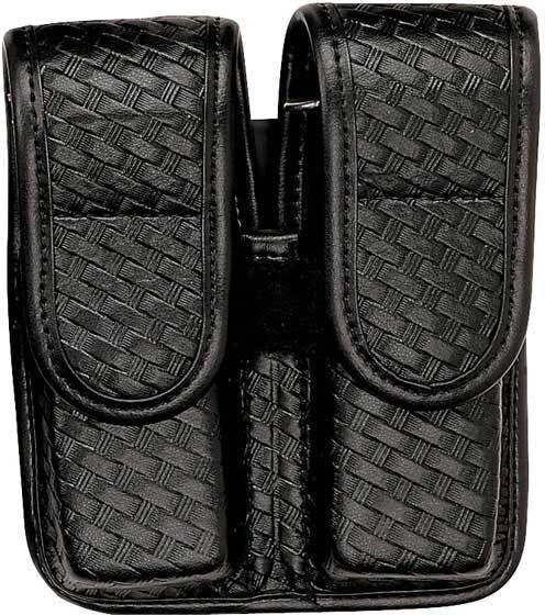 Bianchi 7902 Double Magazine Pouch - Plain Black, Hidden Snap 22082-image