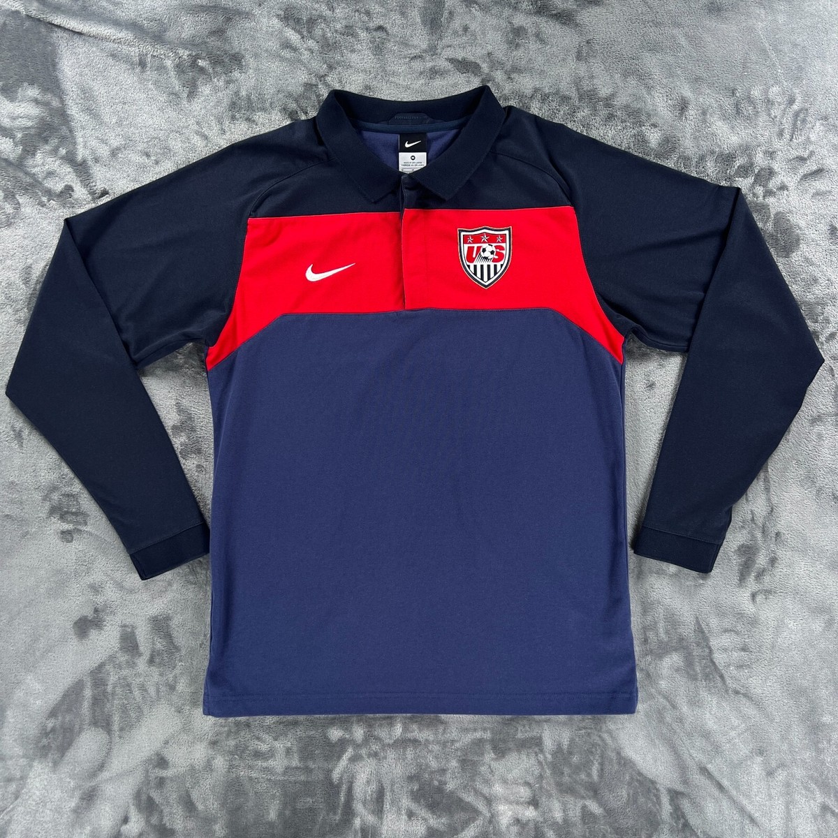 Nike USA Soccer National Team Long Sleeve Polo Shirt Men M Vintage 