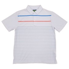 Ben Hogan Mens White Chest Stripe Short Sleeve Performance Polo Shirt