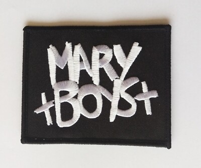 Mary Jungen Logo bestickter Aufnäher - schwarz-weiß, rechteckig