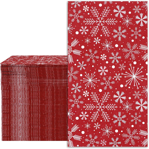 Christmas Guest Napkins 3 Ply Snowflake Red Disposable Paper Napkins Decorative