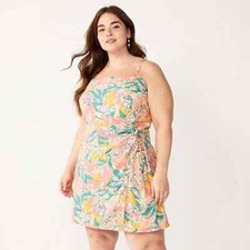 Nine West - Side-Tie Faux Wrap Floral Sleeveless Mini Dress Size XL