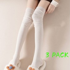 Long Socks Winter Warm Over Knee Socks Knitted Women Long Stockings Thigh 3 PACK