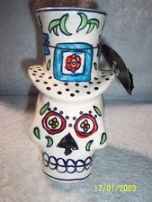 Halloween " DAY OF THE DEAD " Skeleton W/Hat Figurine New No Box 8" Tall