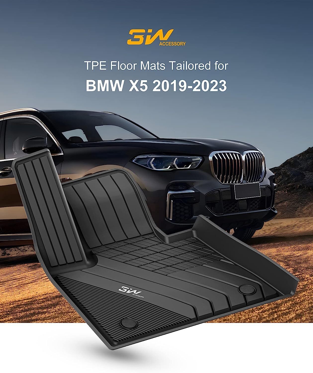 3W Car Floor Mats & Cargo Liner for BMW X5 2019-2025 Waterproof Anti-slip Liners