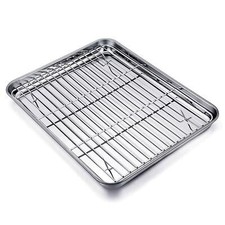 TeamFar Baking Tray and Rack Set, Stainless Steel Baking Pan Cookie Sheet with