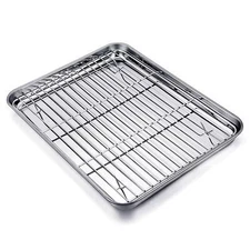 TeamFar Baking Tray and Rack Set, Stainless Steel Baking Pan Cookie Sheet with