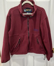 Vtg Eddie Bauer Ebtek Fleece Full Zip Mens S Jacket USA Burgundy 90s Y2K