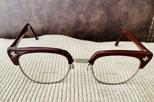 Vintage B L Safety Eyeglass Frames Browline 46 22 5 3/4  Brown