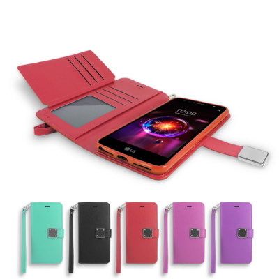 For LG X Charge /LG Fiesta 2 LTE Leather Wallet Flip Folio Stand Case Cover
