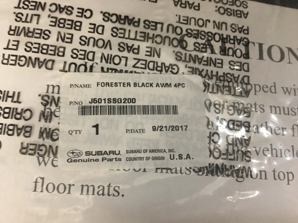 2014-2018 Subaru Forester All Weather Floor Mats Black Rubber J501SSG200 Genuine - Image 2 of 2