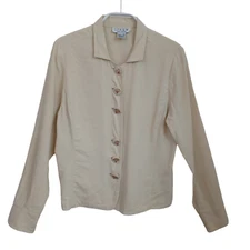 Citron Jacket Top Womens size Small Neutral Silk Linen Colorful Button Detail