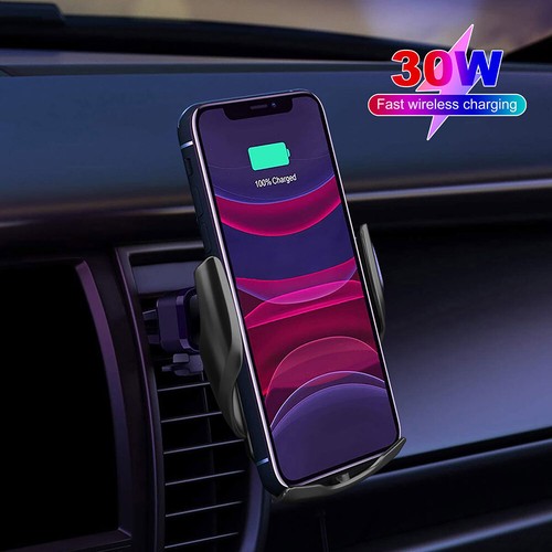 30W Car Wireless Charger Air Vent Phone Holder Fast Charging Automatic Clamping - Picture 13 of 13