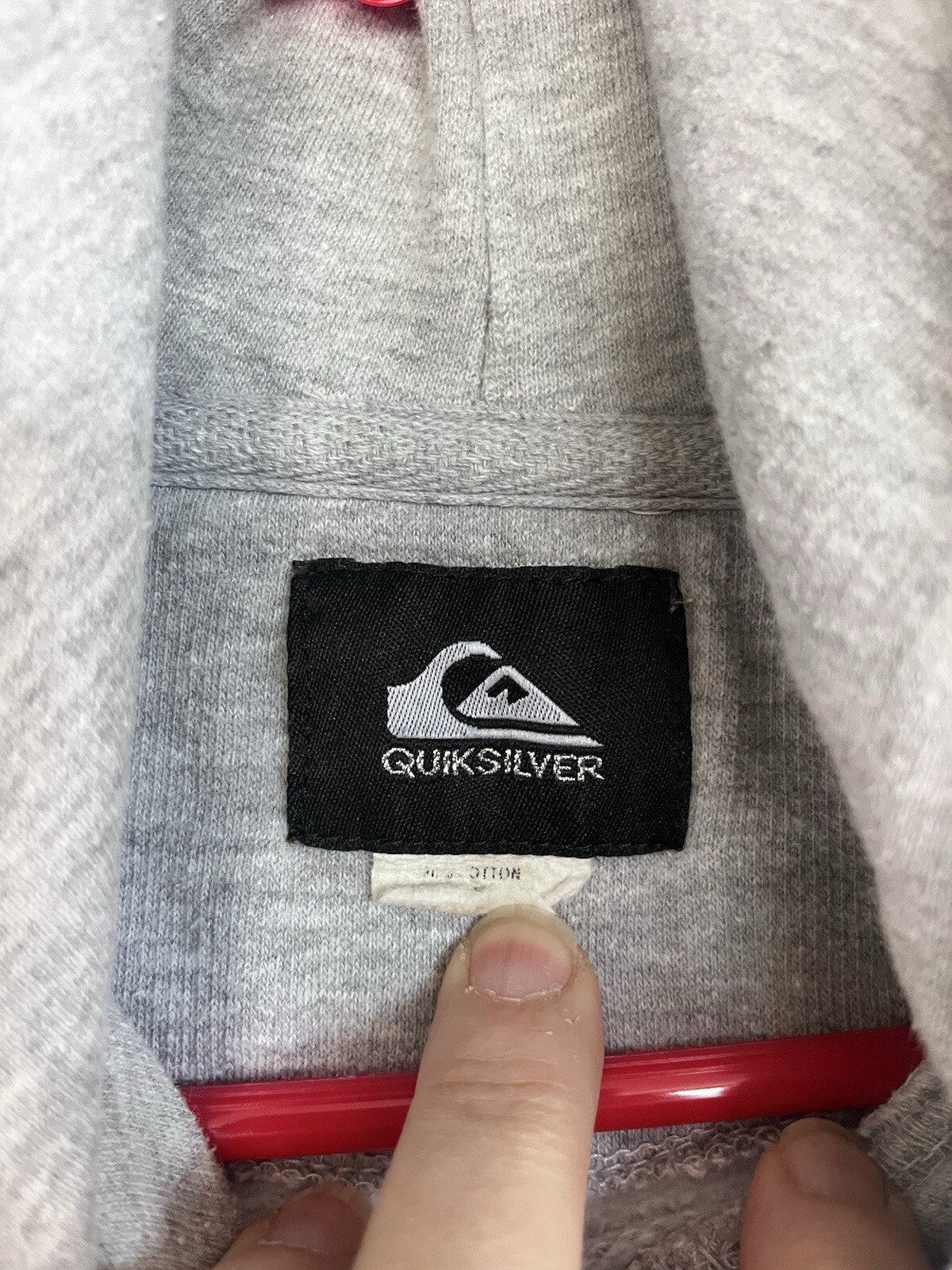 Vintage Quicksilver Y2K Gray Big Logo Rare Pullover Hoodie Surf Skate Mens Sz M image 3