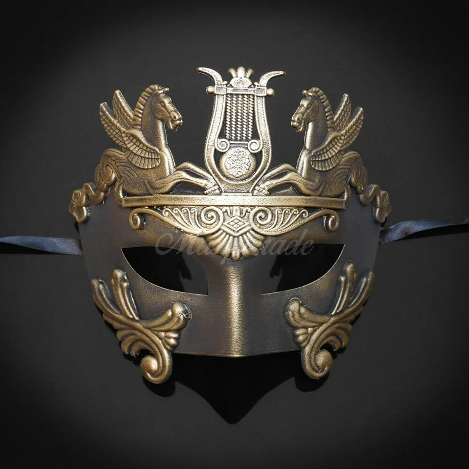 Greek Roman Gladiator Masquerade Masks Gold - Image 2 of 4