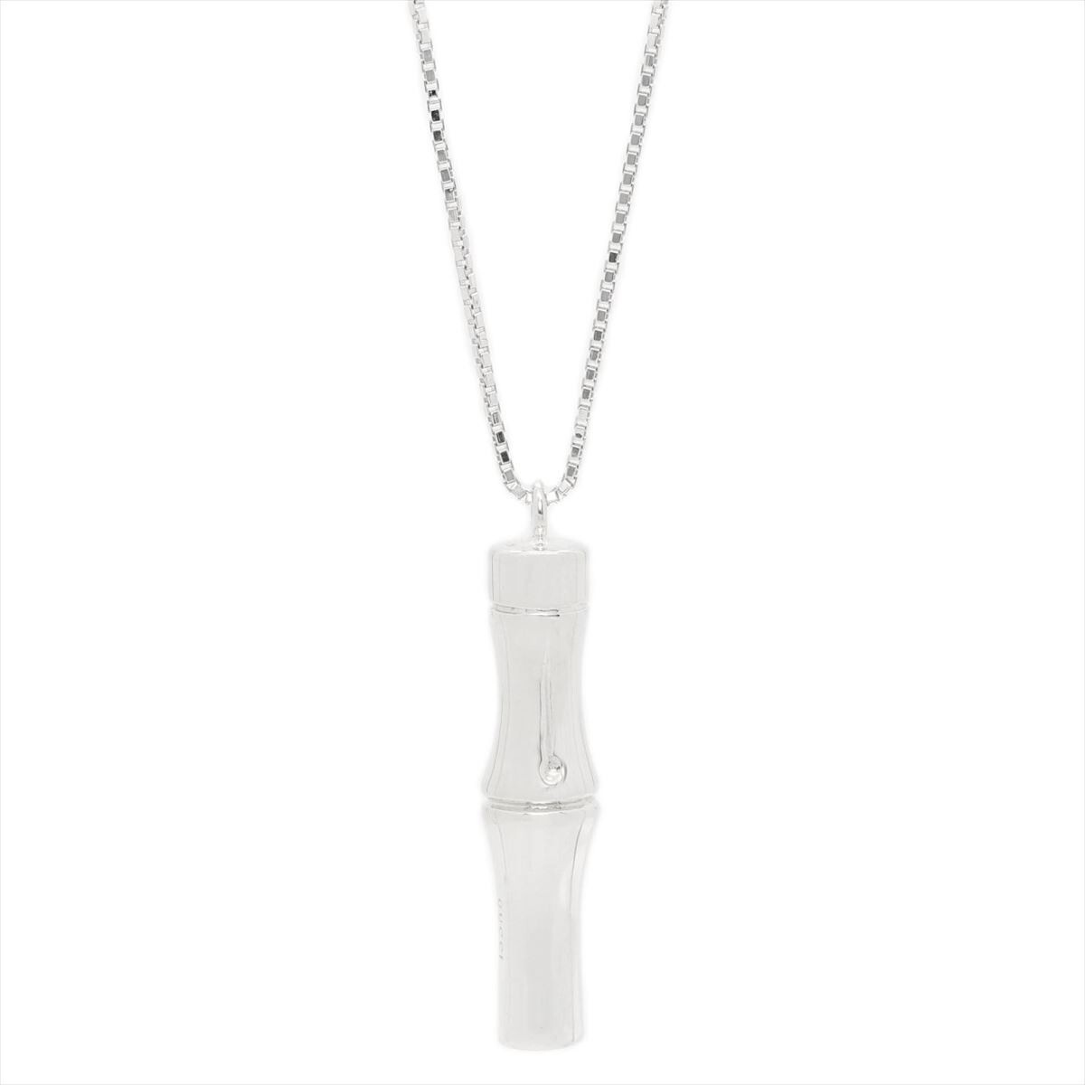 GUCCI Bamboo Long Necklace Pendant Ag925 Silver Venetian Chain 