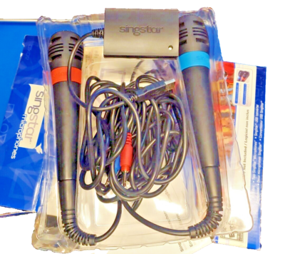 PS2 2x SingStar Microphones Red & Blue Original Set Plus PLAYSTATION 2 Sony USB | Australia