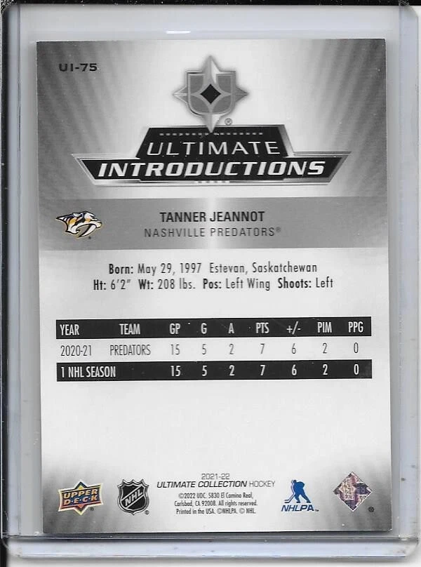 2021-22 Ultimate Collection Tanner Jeannot Ultimate Introductions # UI-75 - Image 2 of 2