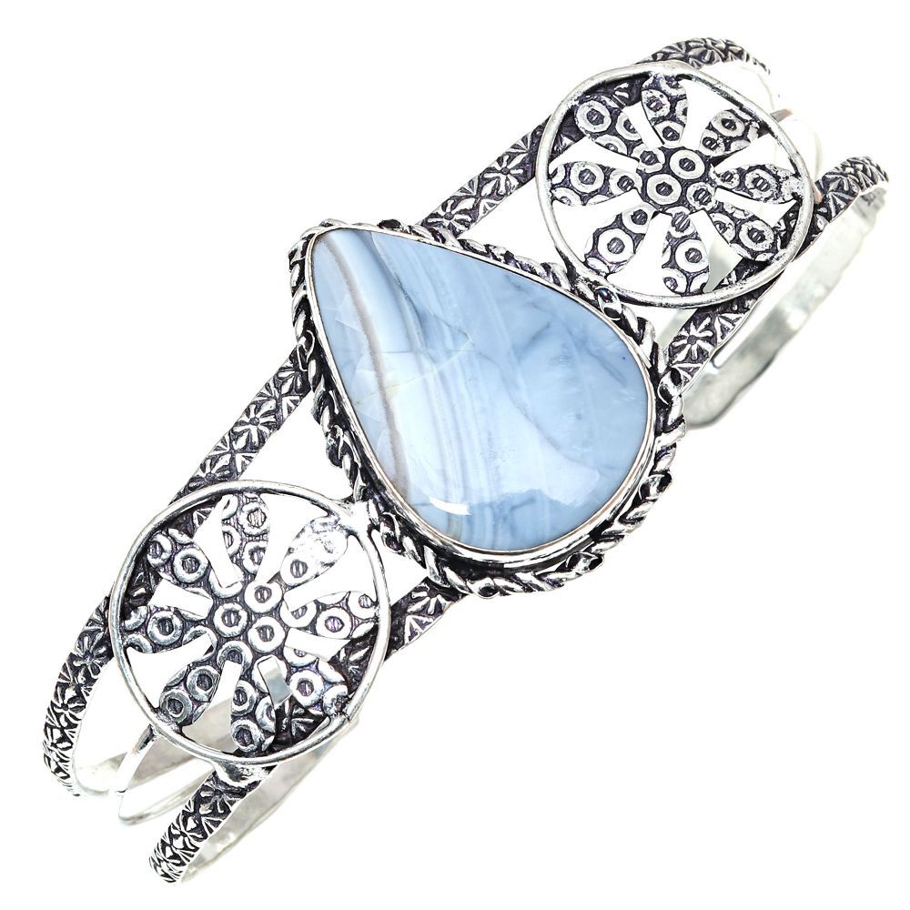 Owyhee Blue Opal Gemstone Handmade Jewelry Cuff Bracelets 7''Adjustable