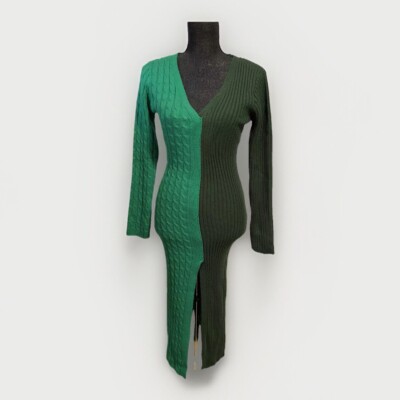 Rehab Lab Green On Green Midi BodyCon Knit Sweater Dress Size Medium Curves  | eBay