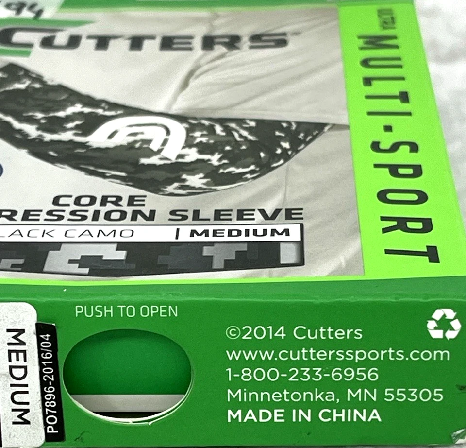 Cutters 772 Core Compression Arm Sleeve SZ Medium Ultra Multi-Sport Black Camo - Image 4 of 4