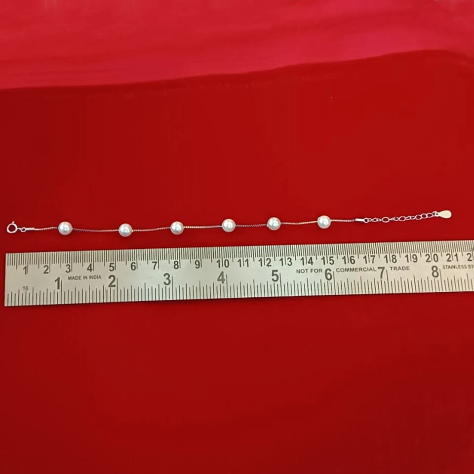 Pearl Bracelet 925 Sterling Silver Minimalist Jewelry Wedding Bridesmaid Gift - Image 4 of 4