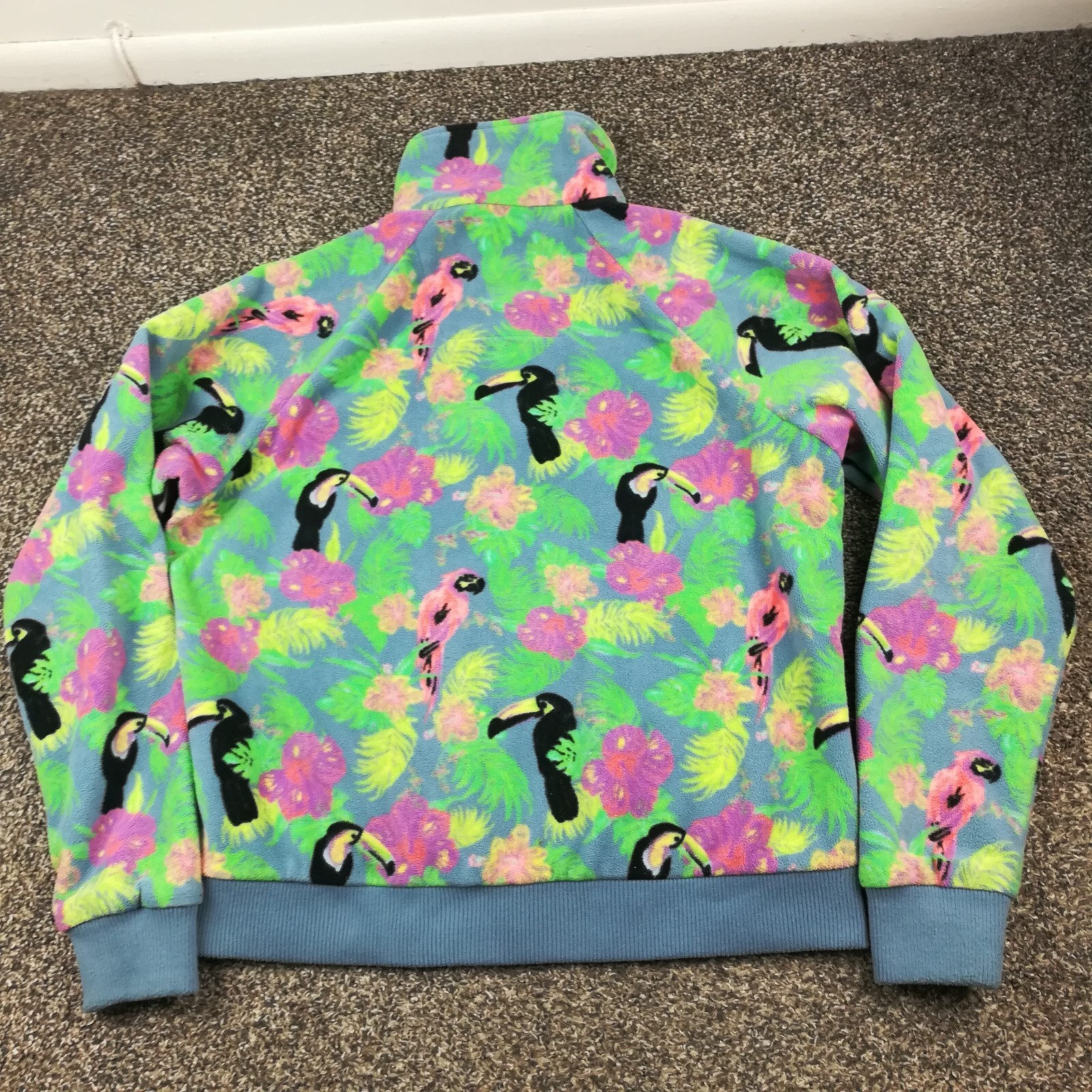 Chubbies Jacket Fleece Tropical Toucan Bird Print Full Zip Mens Medium