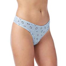 No Boundaries Women's Cotton Thong Panties Size 3XL 21 Blue W Flowers