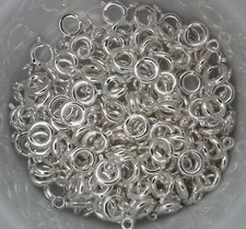 50  SPRING RING OR BOLT RING CLASPS 6MM SILVER FINISH