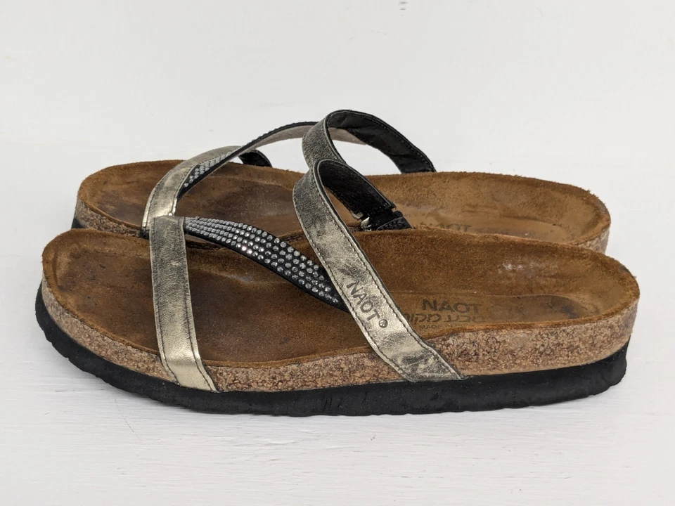 Sandalias Naot Hawaii Slide para mujer cuero plateado estrás cuña sin cordones 9 40 EUR Foto 2 de 4