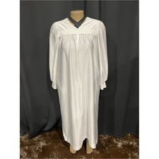Vintage XL Longsleeve Authorized Pattern White Lace Yoke Granny Nightgown.