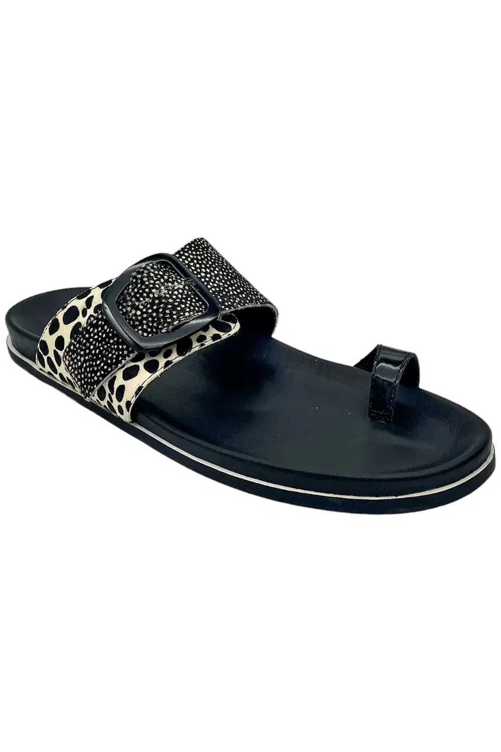 Donald Pliner Womens Lorenzo Haircalf Toe Ring Sandals Bone/Black
Opens in a new window or tab
